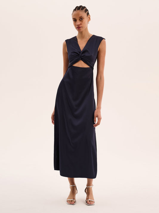 Marin Twist Front Dress in Navy