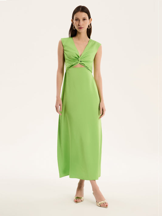 Marin Twist Satin Dress in Green