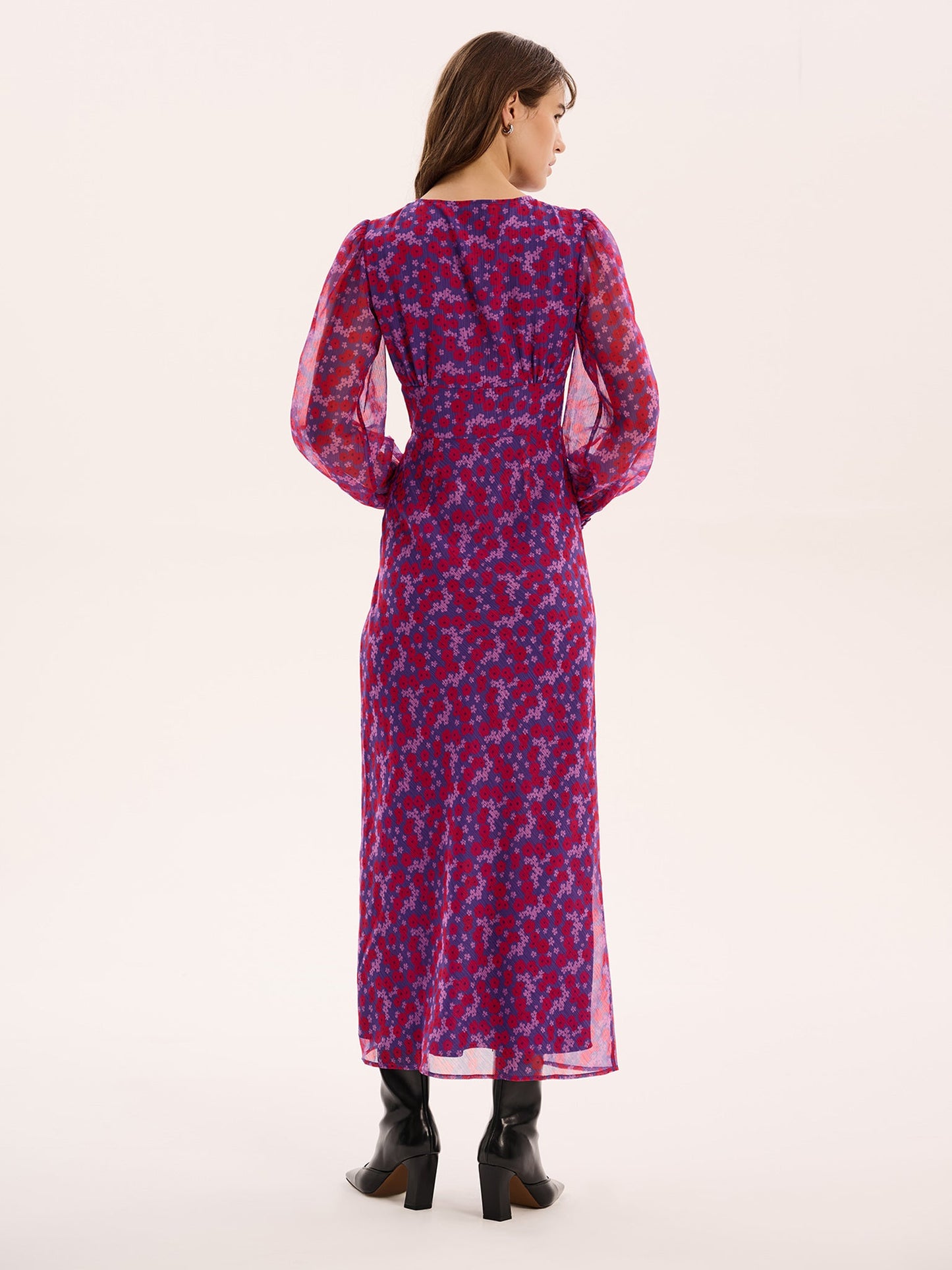 Mary-Rose Dress in Purple Scattered Floral