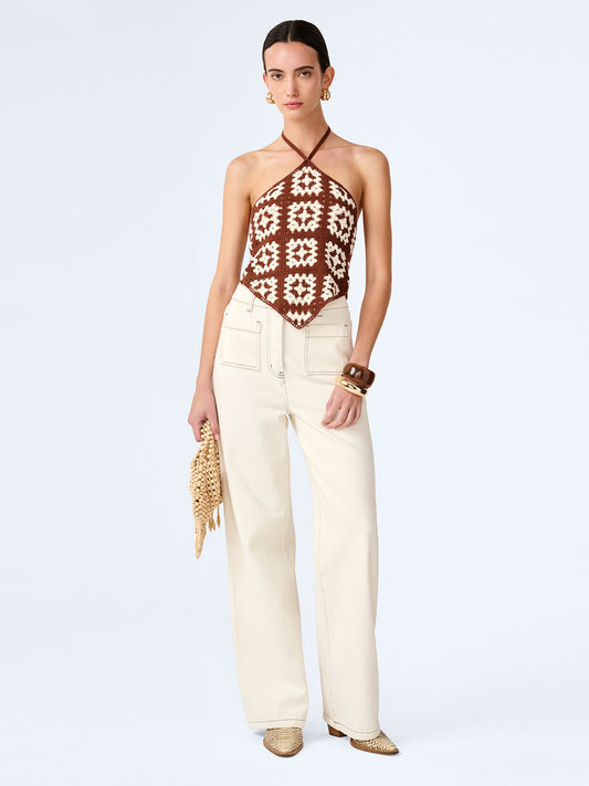 Miles Top in Brown and Cream