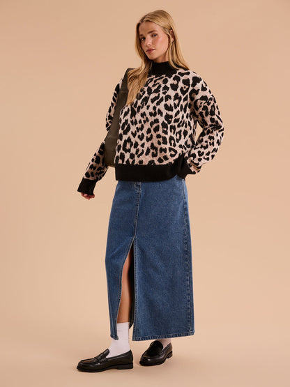 Misha Fluffy Jumper in Cheetah