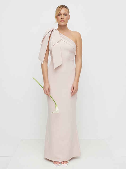 Nevaeh One Shoulder Crepe Maxi Dress - Blush