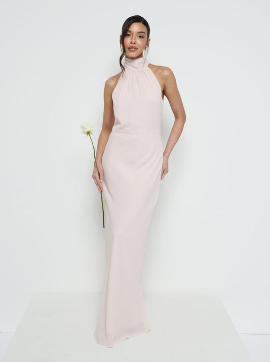 Odelle Tie Back Chiffon Maxi Bridesmaid Dress - Blush