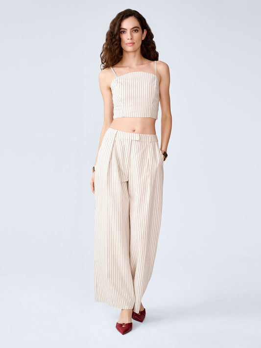 Pearl Trouser in Cream and Black Stripe