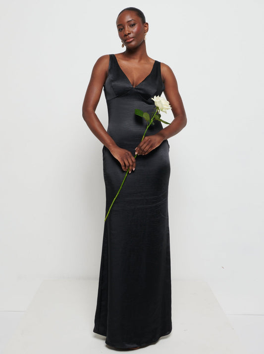 Piper Maxi Bridesmaid Dress - Matte Black