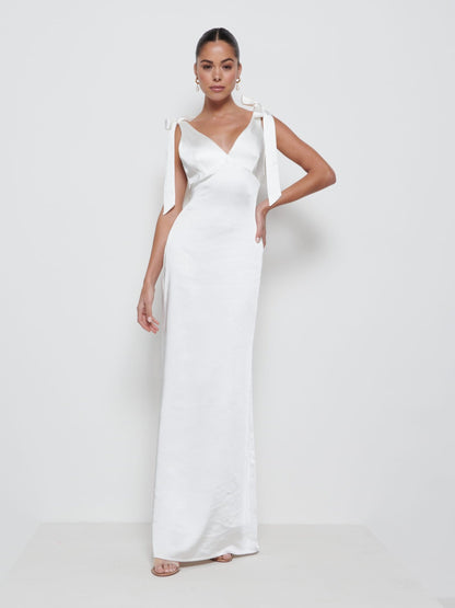 Piper Tie Maxi Bridesmaid Dress - Ivory