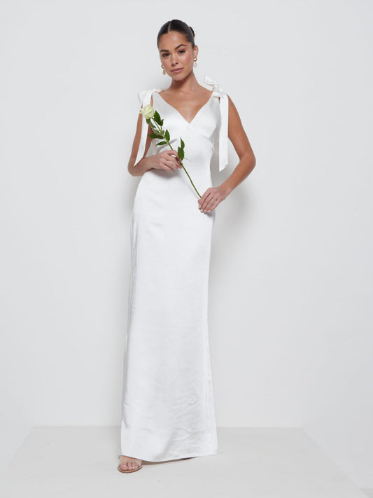 Piper Tie Maxi Bridesmaid Dress - Ivory