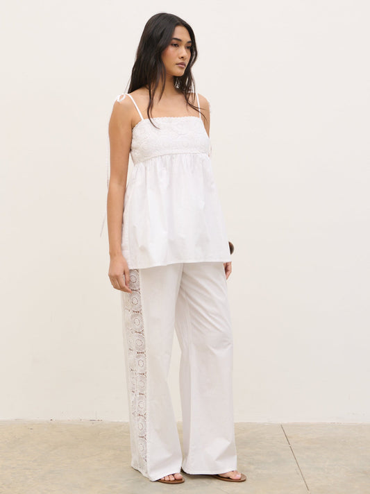 Rae Crochet Detail Cami Top - White