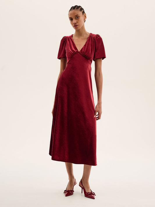 Rosie Velvet Dress in Red