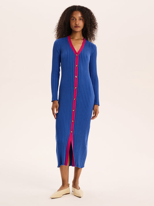 Selma Colour Block Dress in Cobalt