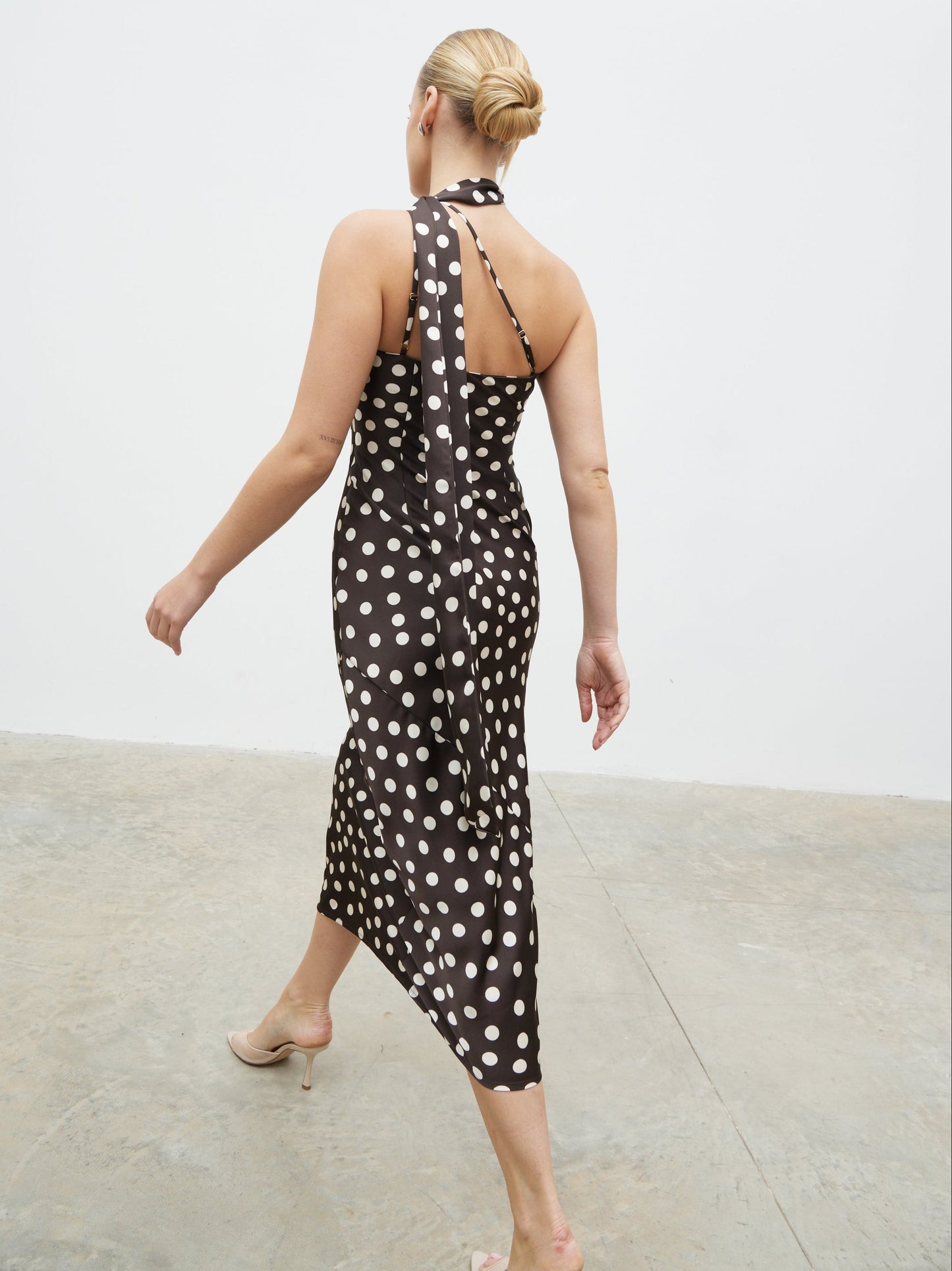 Sheree Midaxi Dress - Brown and Cream Polka Dot