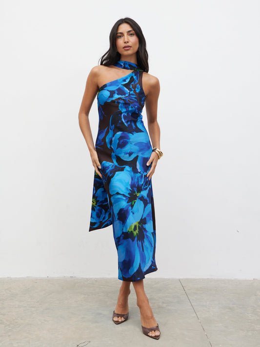 Sheree Printed Midaxi Dress - Colbalt Blue Floral