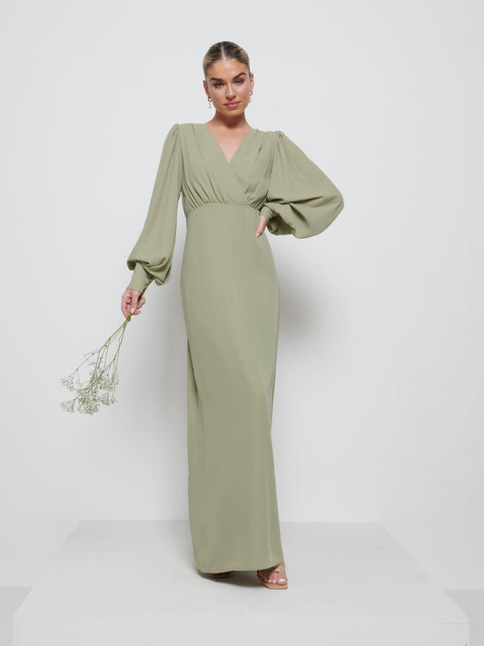 Sienna Chiffon Bridesmaid Dress - Olive