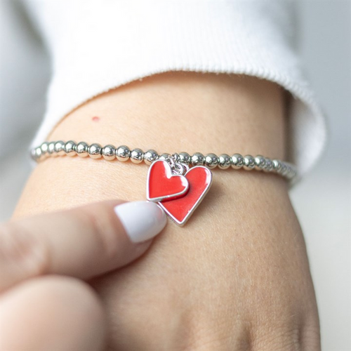 All You Need Is Love Beaded Heart Charm Bracelet 🇬🇧