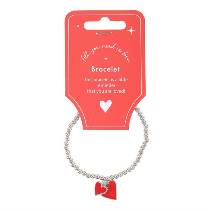 All You Need Is Love Beaded Heart Charm Bracelet 🇬🇧