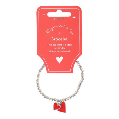 All You Need Is Love Beaded Heart Charm Bracelet 🇬🇧