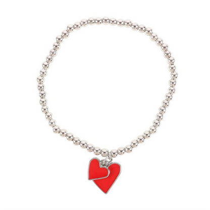 All You Need Is Love Beaded Heart Charm Bracelet 🇬🇧