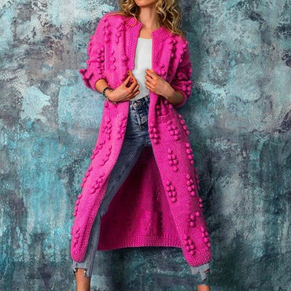 Ball Ball Solid Color Cardigan Thick Knit 🇨🇳