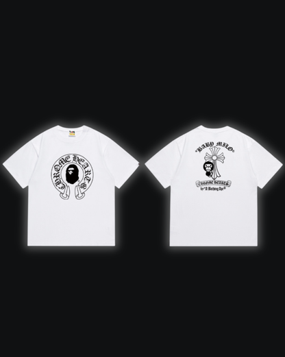 S / Bape X Chrome hearts Cross White