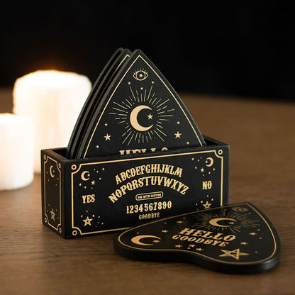 Black Talking Board Planchette Coaster Set 🇬🇧