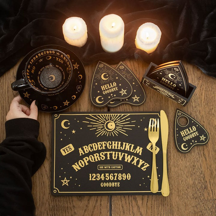 Black Talking Board Planchette Coaster Set 🇬🇧