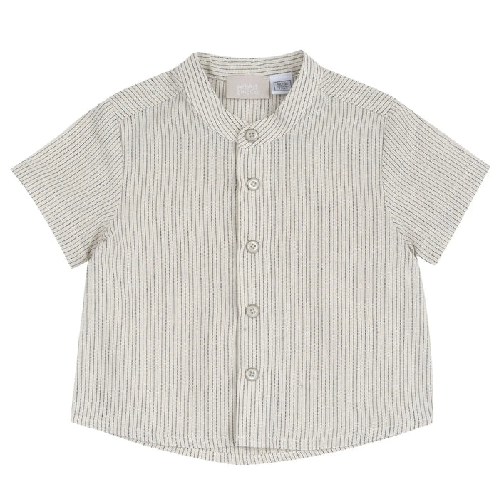 Boys Beige and Grey Striped Shirt with Shorts