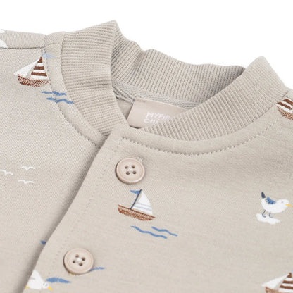 Boys Beige Printed Cardigan