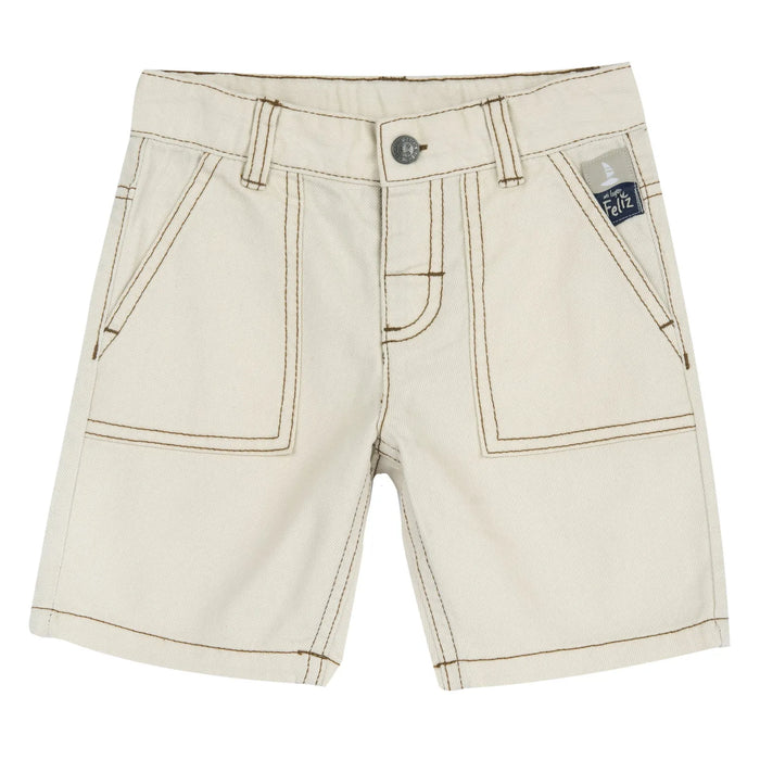 Boys Beige Solid Shorts
