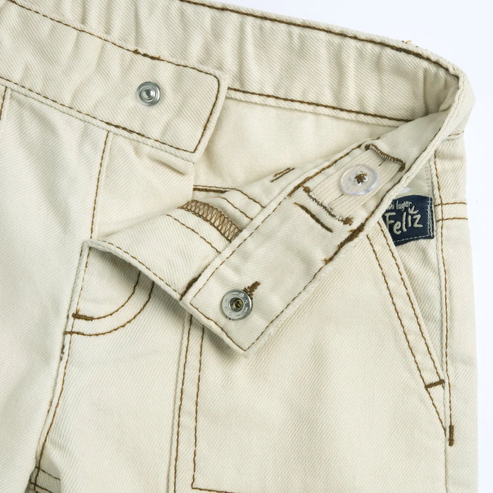 Boys Beige Solid Shorts
