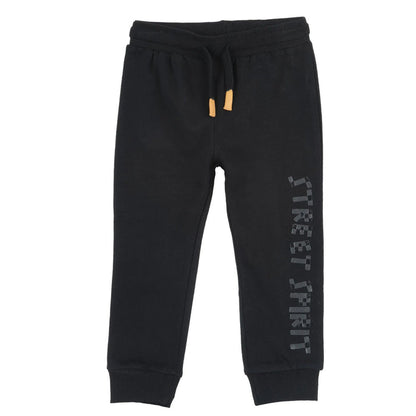 Boys Black Printed Joggers