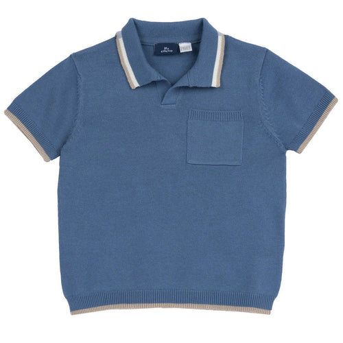 Boys Blue Solid Polo T-shirt