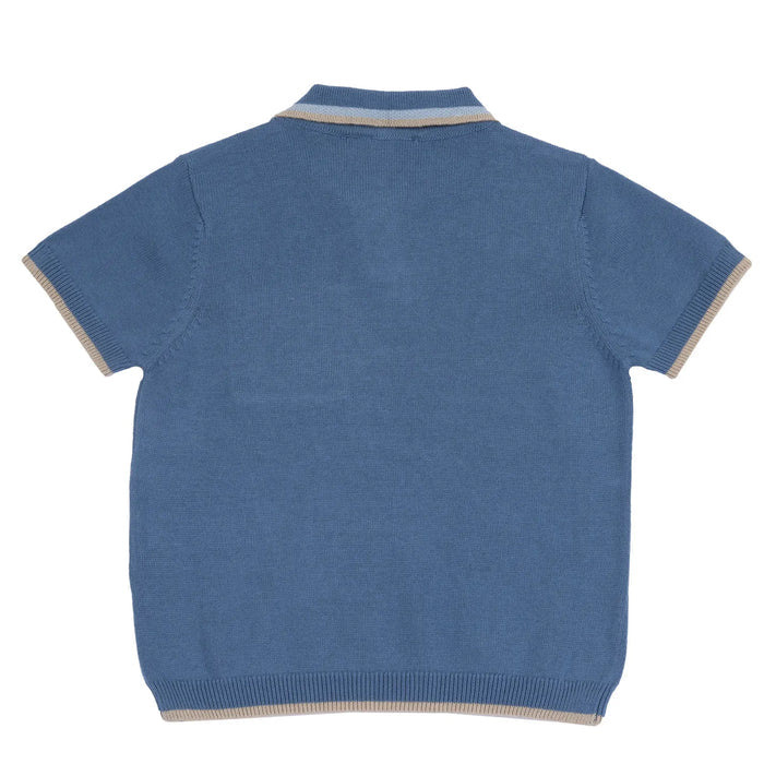 Boys Blue Solid Polo T-shirt