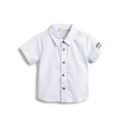 Boys Blue Striped Shirt With Shorts
