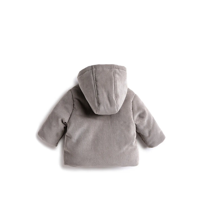 Boys Brown Hooded Self Design Coat