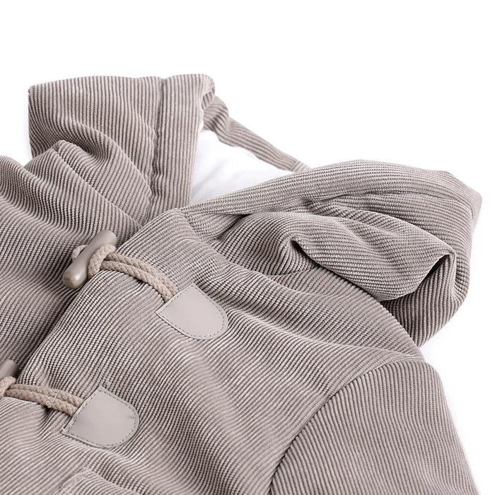 Boys Brown Hooded Self Design Coat