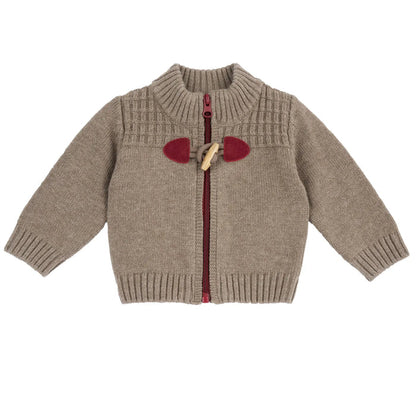 Boys Brown Solid Cardigan