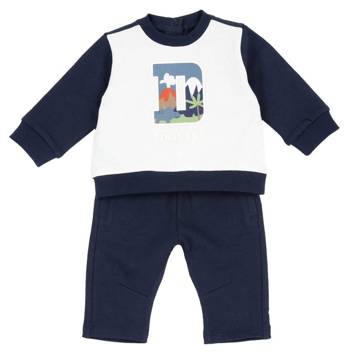 Boys Dark Blue Printed Sweatshirt with Joggers