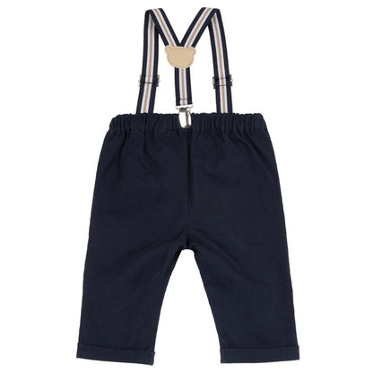 Boys Dark Blue Solid Trouser with Suspender