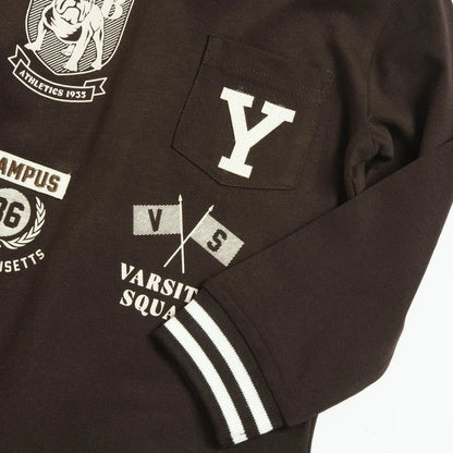 Boys Dark Brown Printed Long Sleeve T-shirt