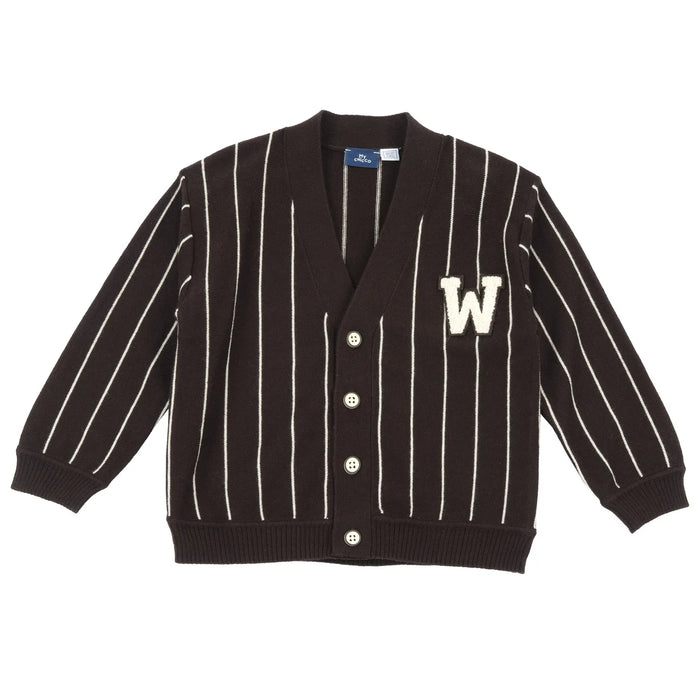 Boys Dark Brown Striped Cardigan