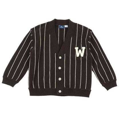 Boys Dark Brown Striped Cardigan