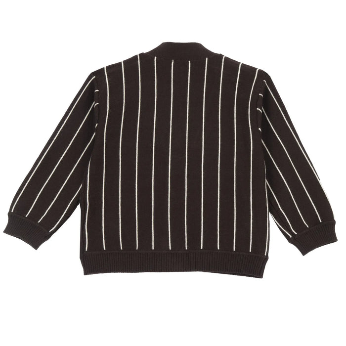 Boys Dark Brown Striped Cardigan