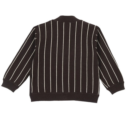 Boys Dark Brown Striped Cardigan