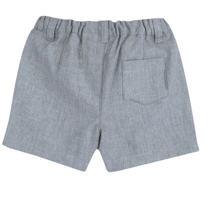 Boys Grey Solid Cotton Shorts