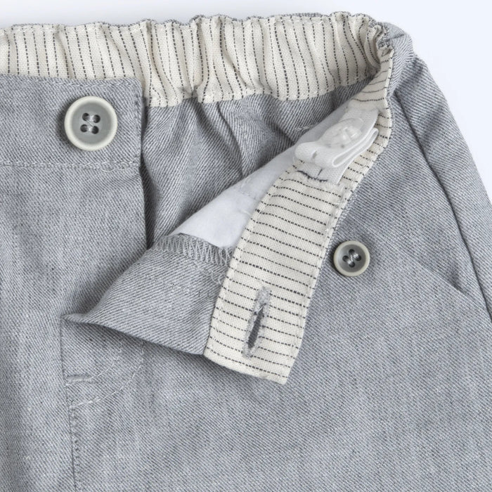 Boys Grey Solid Cotton Shorts