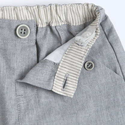 Boys Grey Solid Cotton Shorts