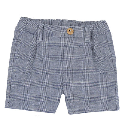Boys Light Blue Embroidered Shirt with Shorts