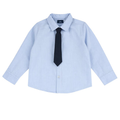 Boys Light Blue Solid Cotton Shirt