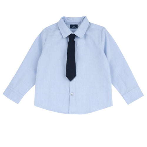 Boys Light Blue Solid Cotton Shirt