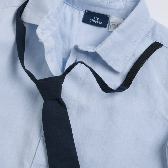 Boys Light Blue Solid Cotton Shirt